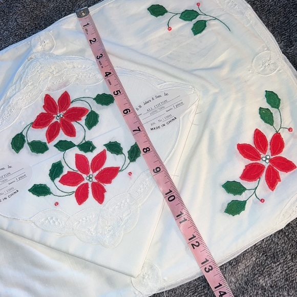 PLACEMAT & NAPKIN FOUR (4) PIECE SET POINSETTIA VINTAGE BATTENBURG LACE JABARA - Picture 6 of 9